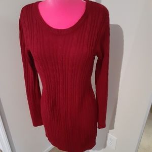 Wine color sweater dress